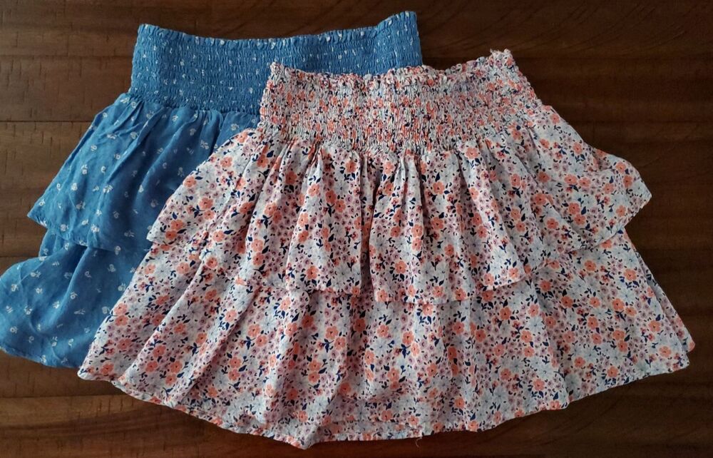 Cat & Jack Girl's 2 Flowy Floral Ruffled Peasant Skorts - Size 14
